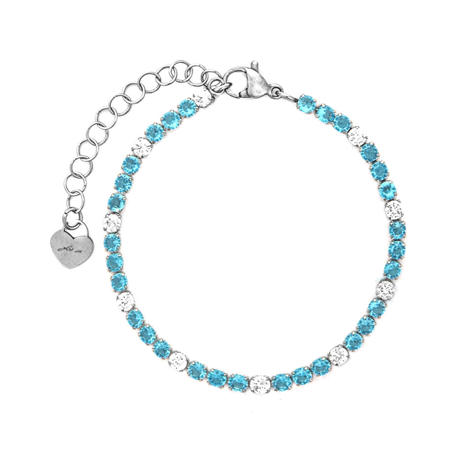 Bracciale Donna Cesare Paciotti 4US 4UBR8758W Tennis in Acciaio con Cristalli Bianchi e Azzurro Acquamarina - Arena Gioielli - cesare paciotti