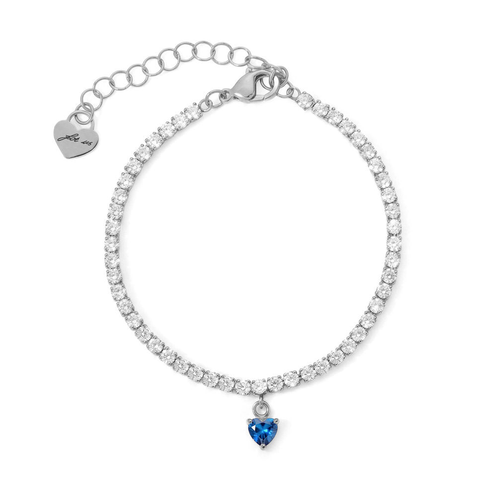 Bracciale Donna Cesare Paciotti 4US 4UBR9025W Tennis in Acciaio con Cristalli Bianchi e Pendente Cuore Blu - Arena Gioielli - cesare paciotti