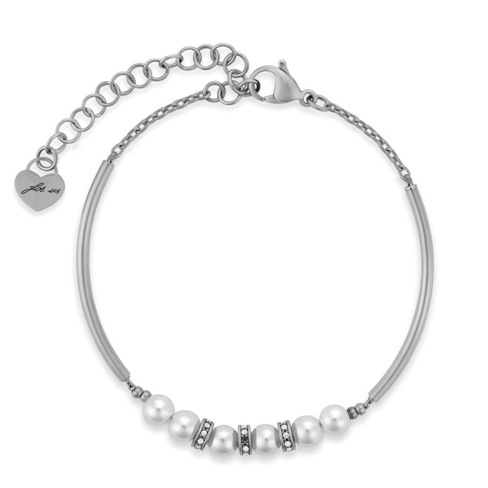 Bracciale Donna Cesare Paciotti 4US 4UBR9047W in Acciaio con Perle e Cristalli - Arena Gioielli - cesare paciotti