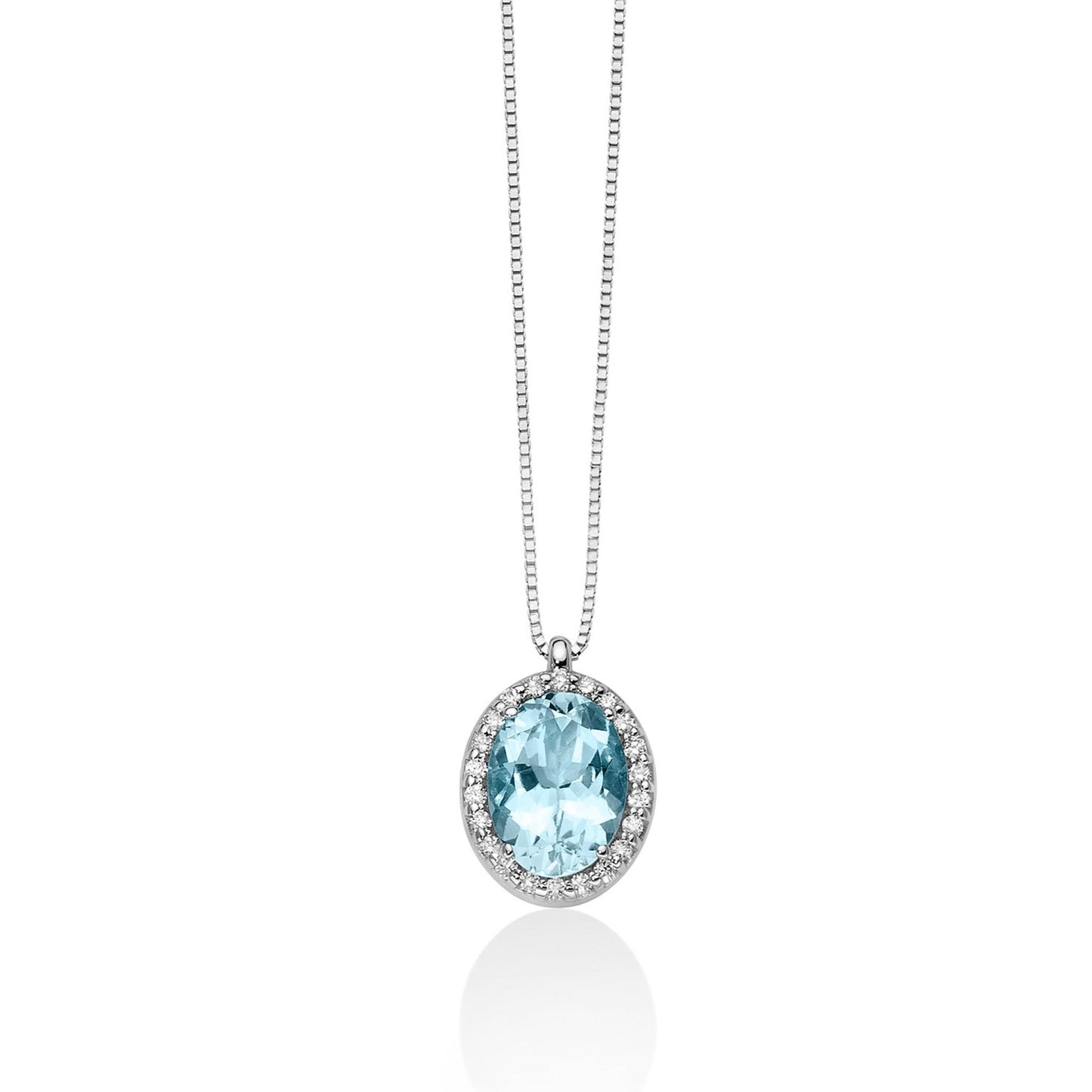 Collana donna Miluna oro, diamante e acquamarina CLD4127 - Arena Gioielli