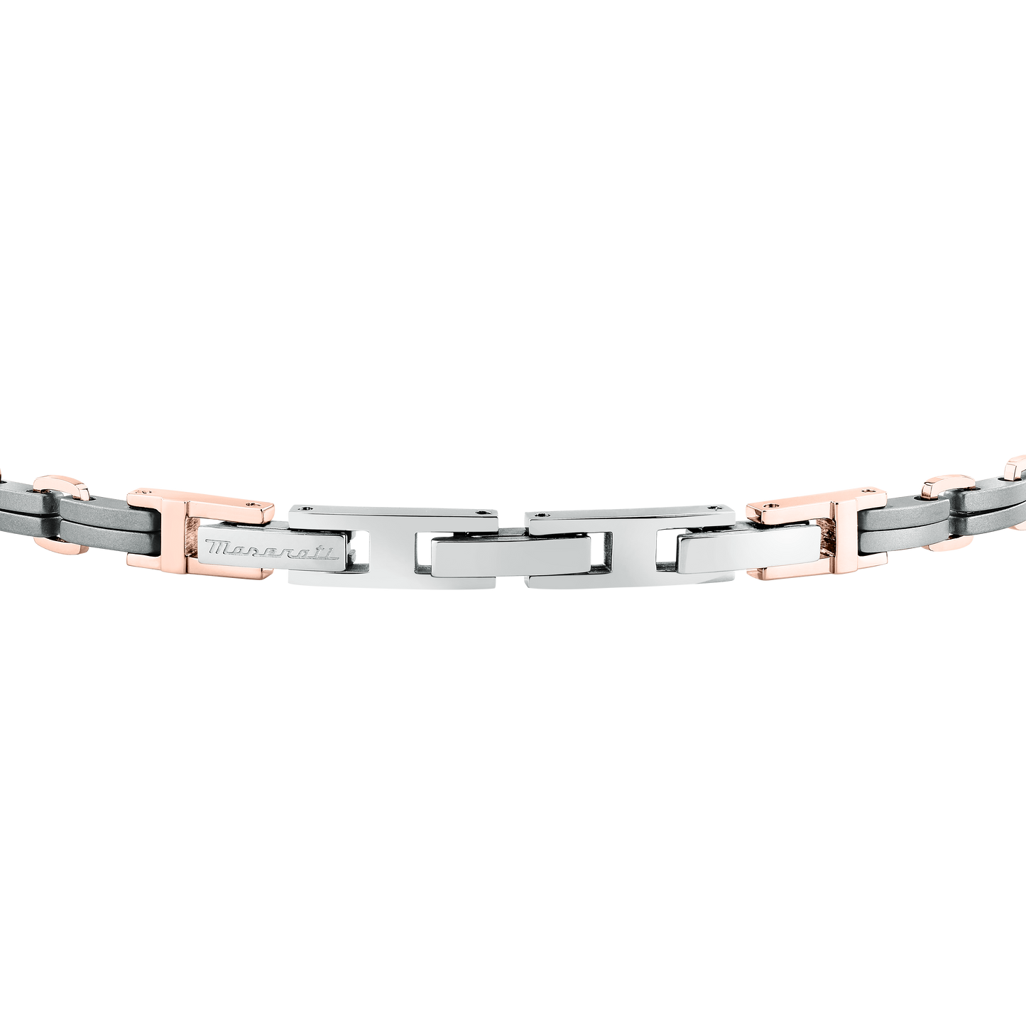 Bracciale Uomo Maserati Titanium a Catena in Acciaio Grigio con Dettagli Rose Gold JM426AXF05 - Maserati