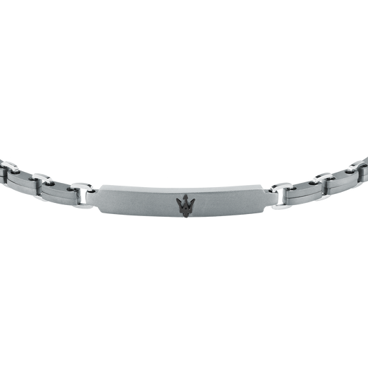 Bracciale Uomo Maserati Titanium a Catena in Titanio e Acciaio Silver con Tridente Centrale JM426AXF06 - Arena Gioielli - Maserati