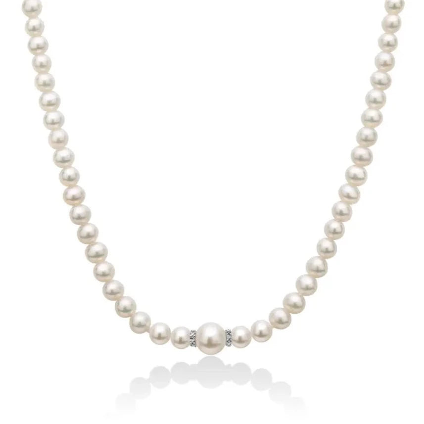 Collana donna in oro e perle boule e fantasia diamanti Miluna 5/5,5 mm PCL5914V - Arena Gioielli