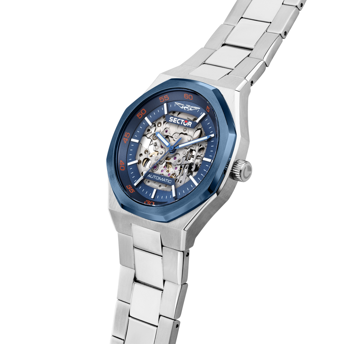 Orologio Uomo Sector OTTO150 Automatico Skeleton in Acciaio Silver con Lunetta Blu R3223150001 - Arena Gioielli - Sector