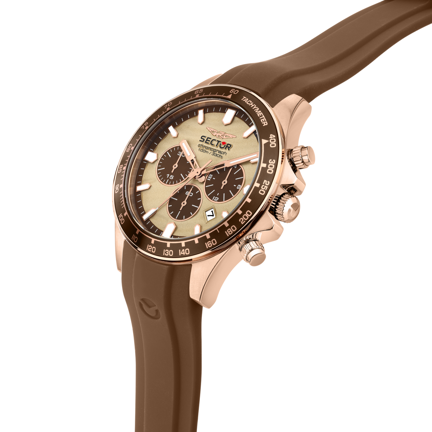 Orologio Uomo Sector 230 Cronografo in Acciaio Rose-Gold e Silicone Marrone R3271661034 - Sector