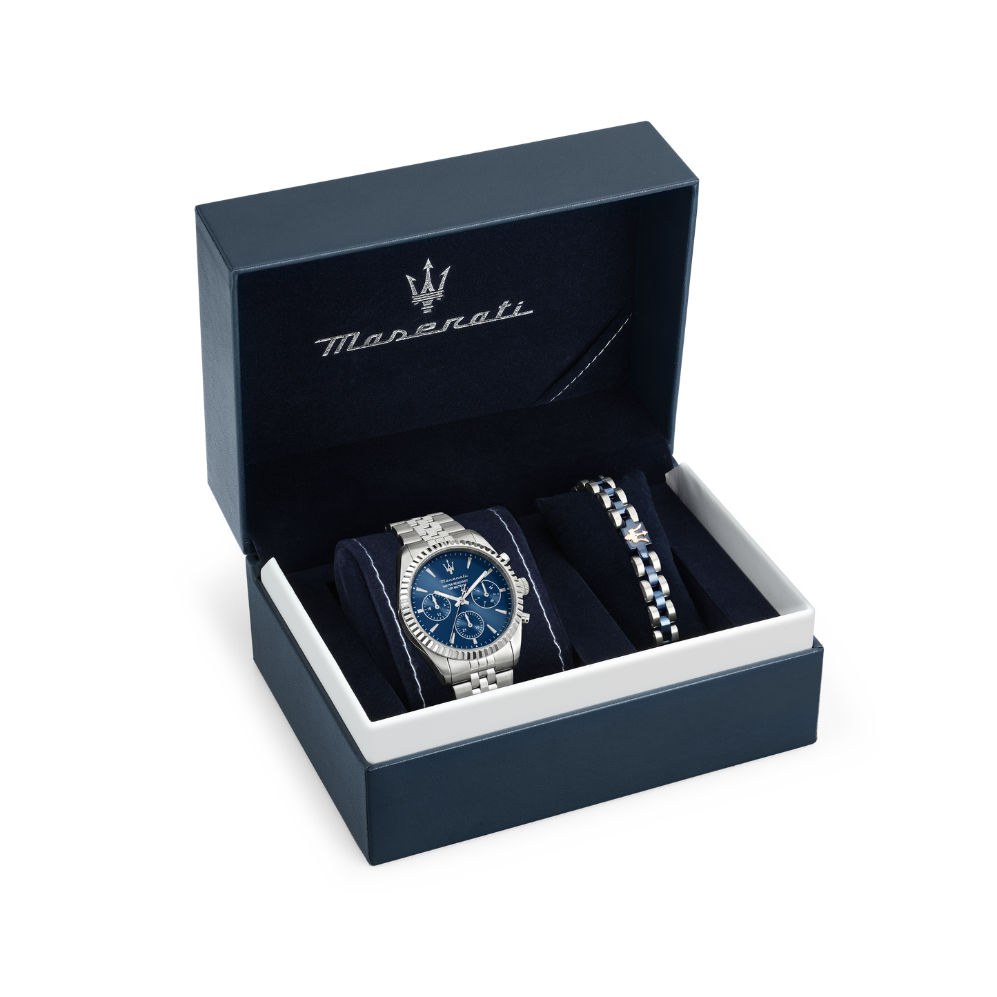 Orologio Uomo Maserati Competizione Multifunzione in Acciaio Silver con Quadrante Blu e Bracciale R8853100048 - Maserati