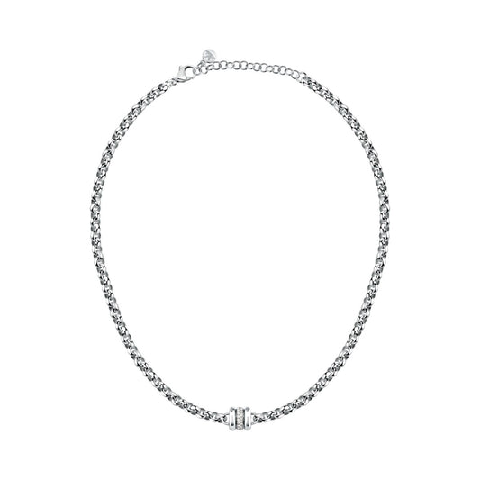 Collana Donna Morellato Vintage SAZJ12 a Catena in Acciaio Silver con Elemento Cilindrico e Cristalli Bianchi 40+5 cm - Arena Gioielli - Morellato