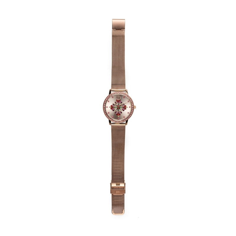 Orologio Donna Isola Bella Rosone 40000068 in Acciaio Rosa con Quadrante Barocco e Cinturino in Maglia Milano 38 mm - Arena Gioielli - Isola bella