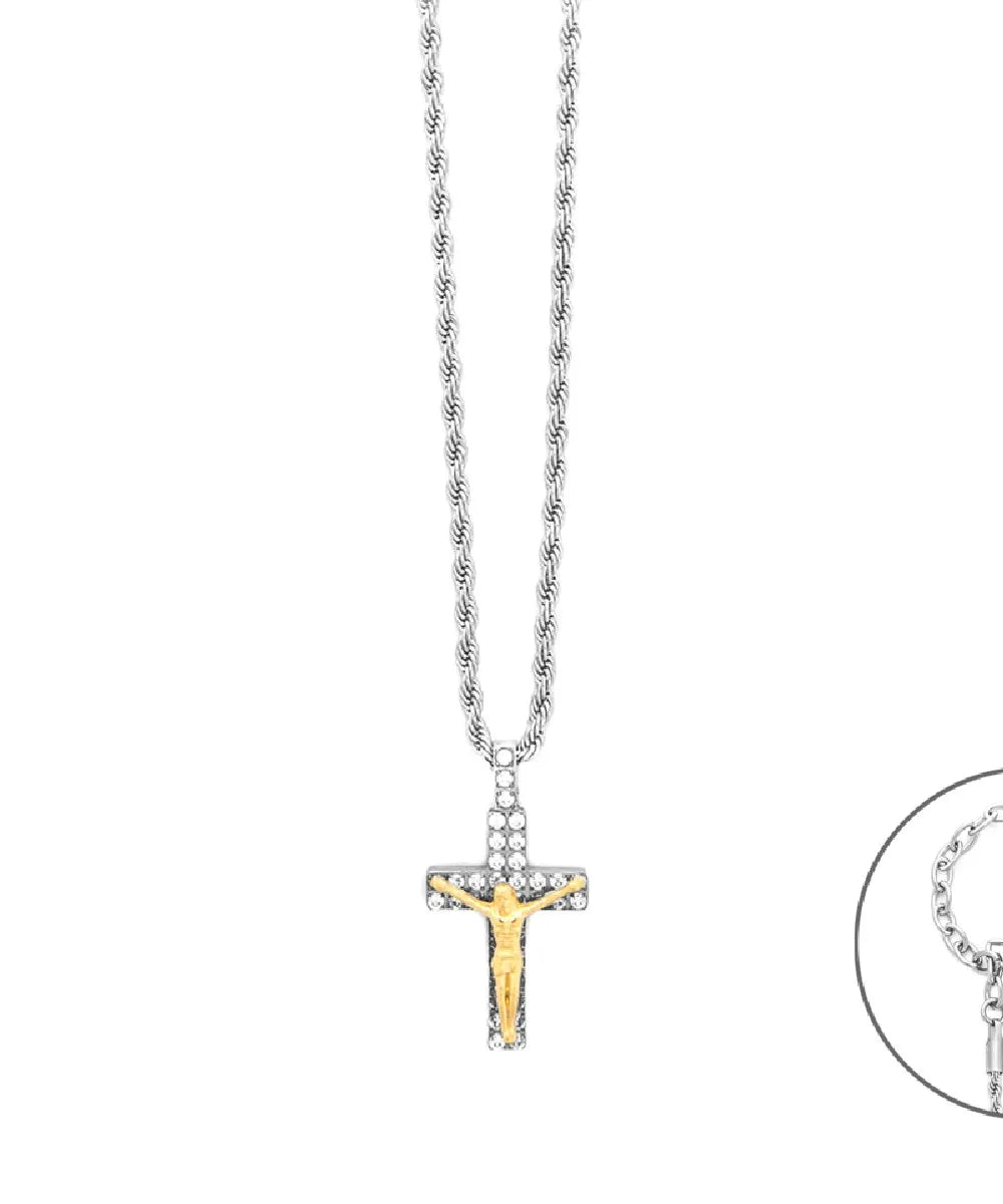 Collana Uomo Cesare Paciotti 4US Crocifisso Acciaio e Cristalli 4UCL8510 - cesare paciotti
