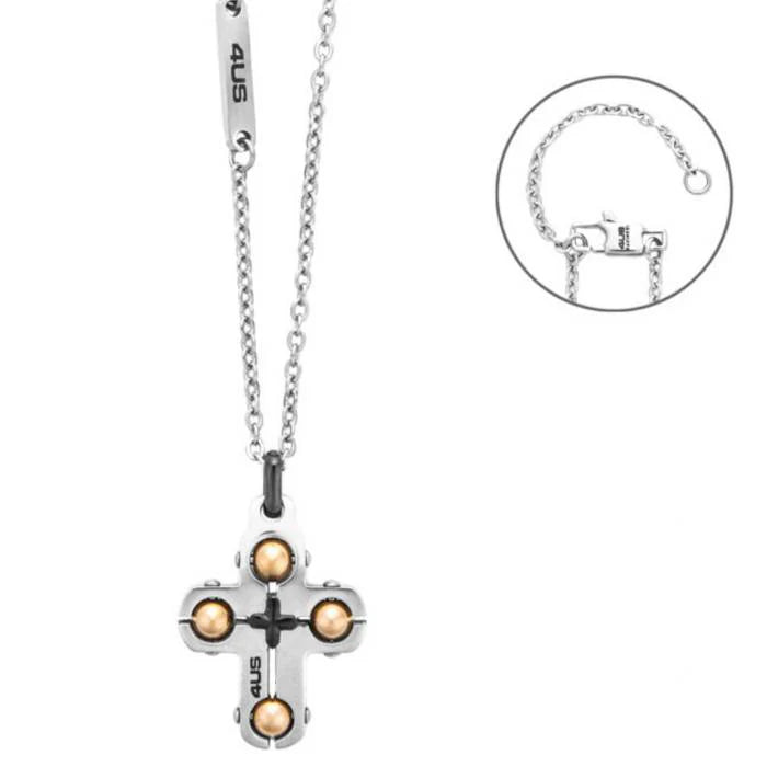 Collana Uomo Cesare Paciotti 4US Croce Acciaio Sfere Dorate 4UCL8489 - cesare paciotti