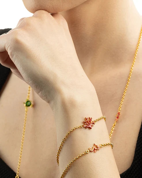 Bracciale Donna Isola Bella Rolò Corallo 60000170 in Acciaio Placcato Oro e Smalto Rosso - Arena Gioielli - Isola bella