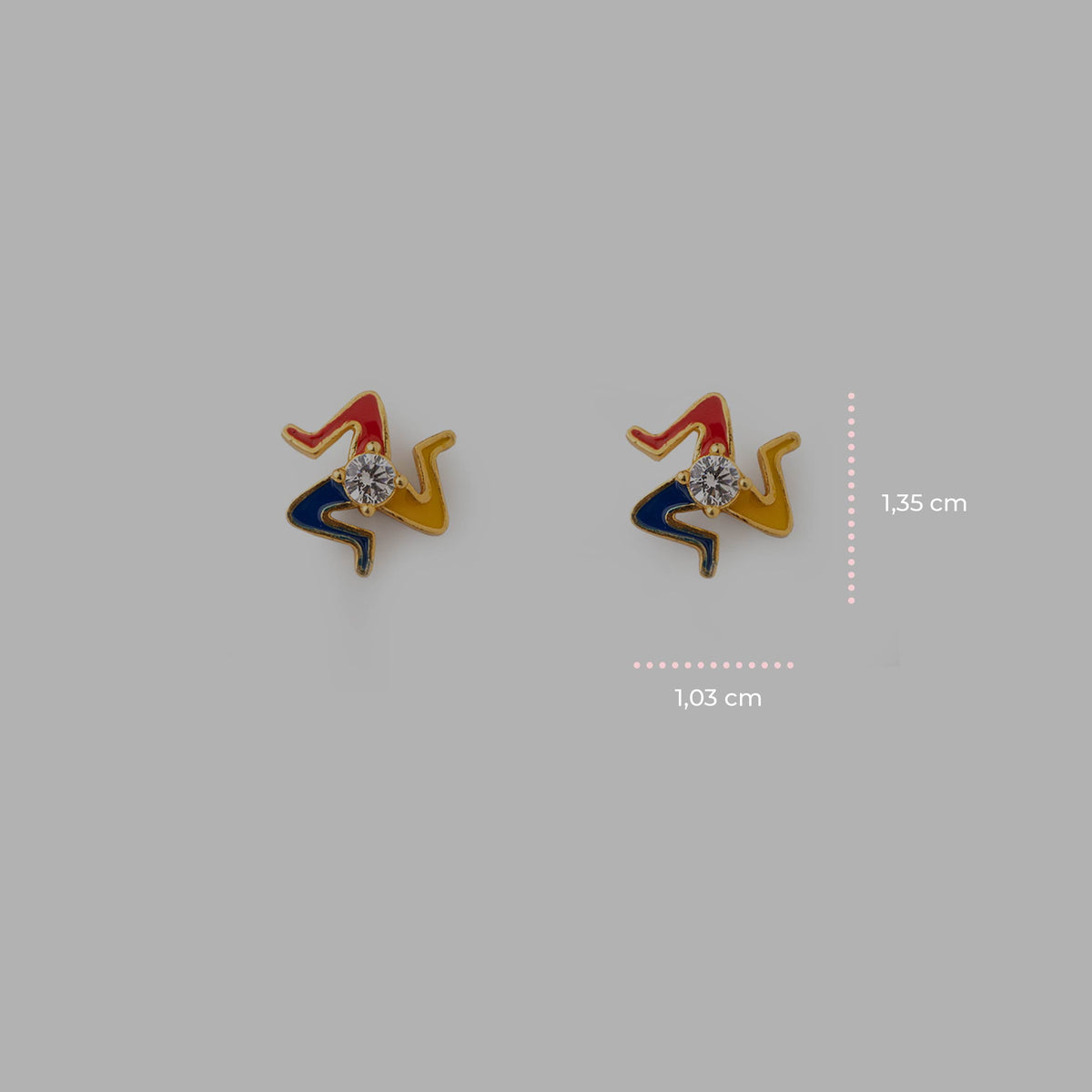 Orecchini Lobo Donna Isola Bella Mini Trinacria Gemma 60000108 Placcati Oro con Smalti e Punto Luce - Arena Gioielli - Isola bella
