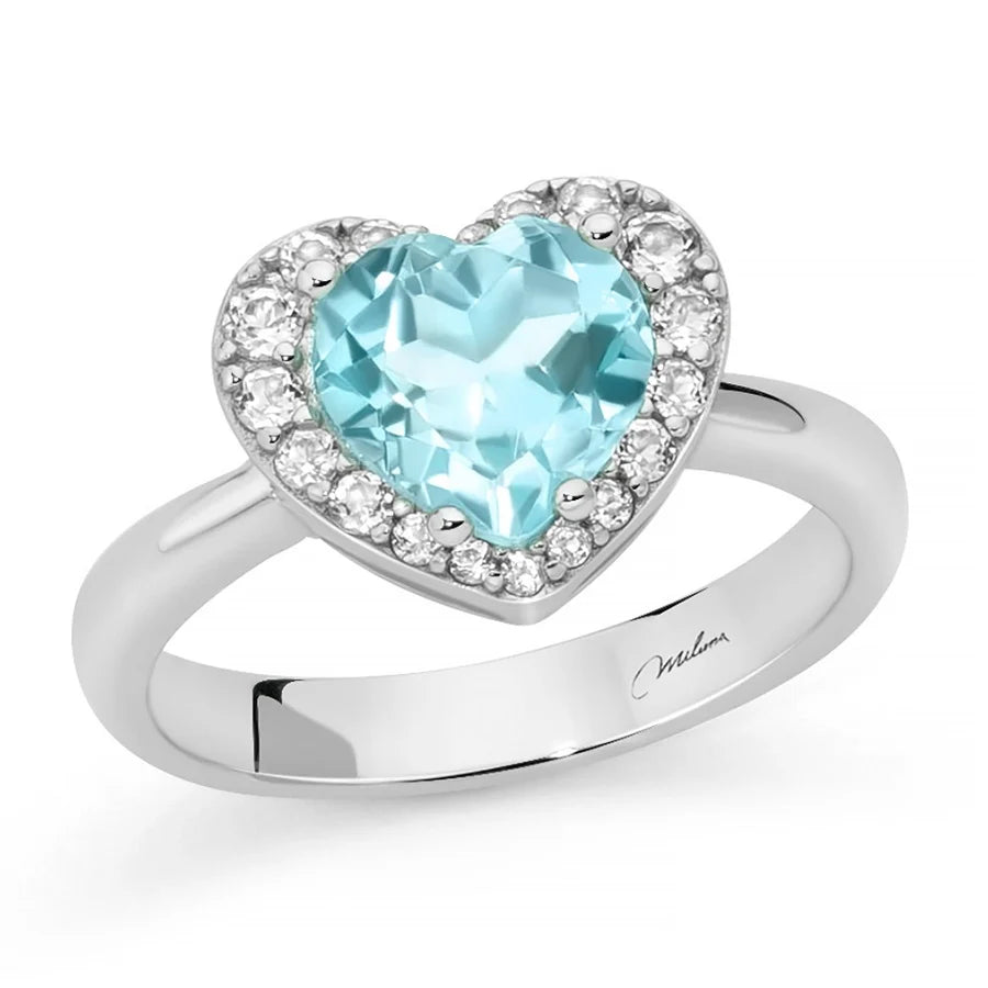 Anello Donna Miluna Gemme del Cielo LID4246 in Argento, Topazio Azzurro e Topazi Bianchi - Arena Gioielli
