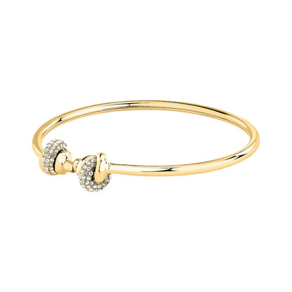 Bracciale Donna Morellato Legame SAZO09 Rigido in Acciaio Dorato con Nodi e Cristalli Bianchi 6x5 cm