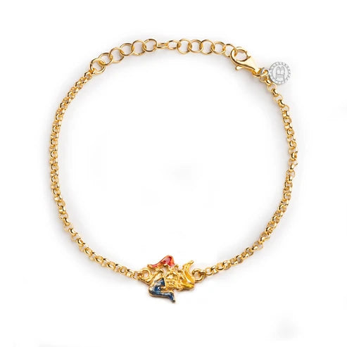 Bracciale Donna Isola Bella Rolò Trinacria 60000178 in Acciaio Placcato Oro e Smalti Multicolore - Arena Gioielli