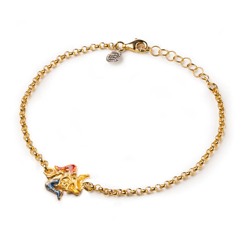 Bracciale Donna Isola Bella Rolò Trinacria 60000178 in Acciaio Placcato Oro e Smalti Multicolore - Arena Gioielli