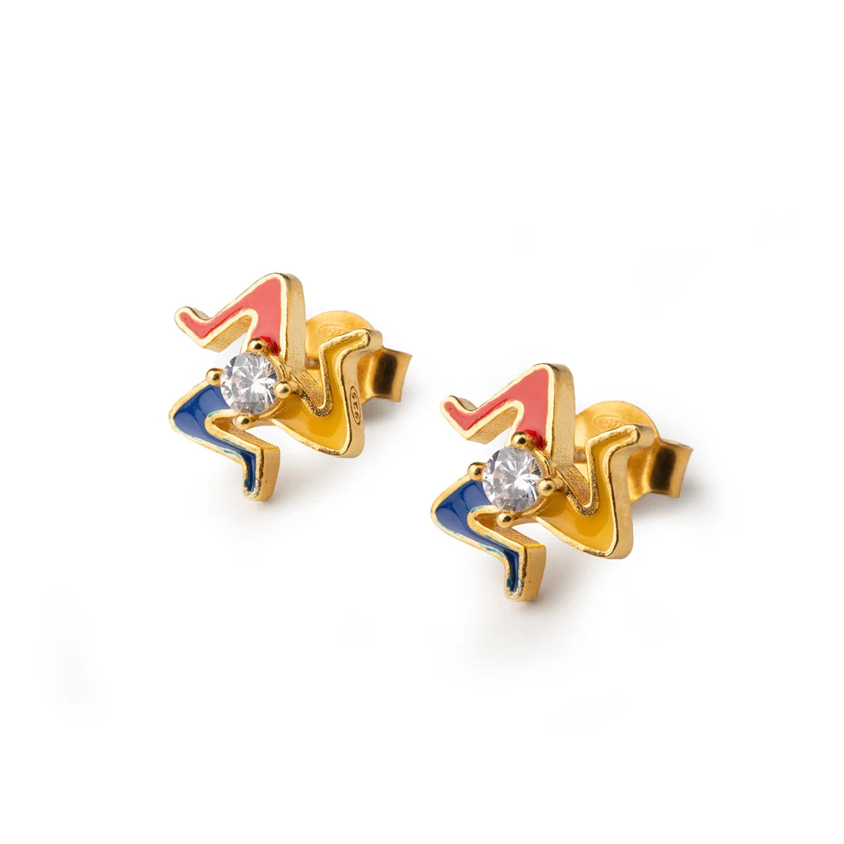 Orecchini Lobo Donna Isola Bella Mini Trinacria Gemma 60000108 Placcati Oro con Smalti e Punto Luce - Arena Gioielli - Isola bella