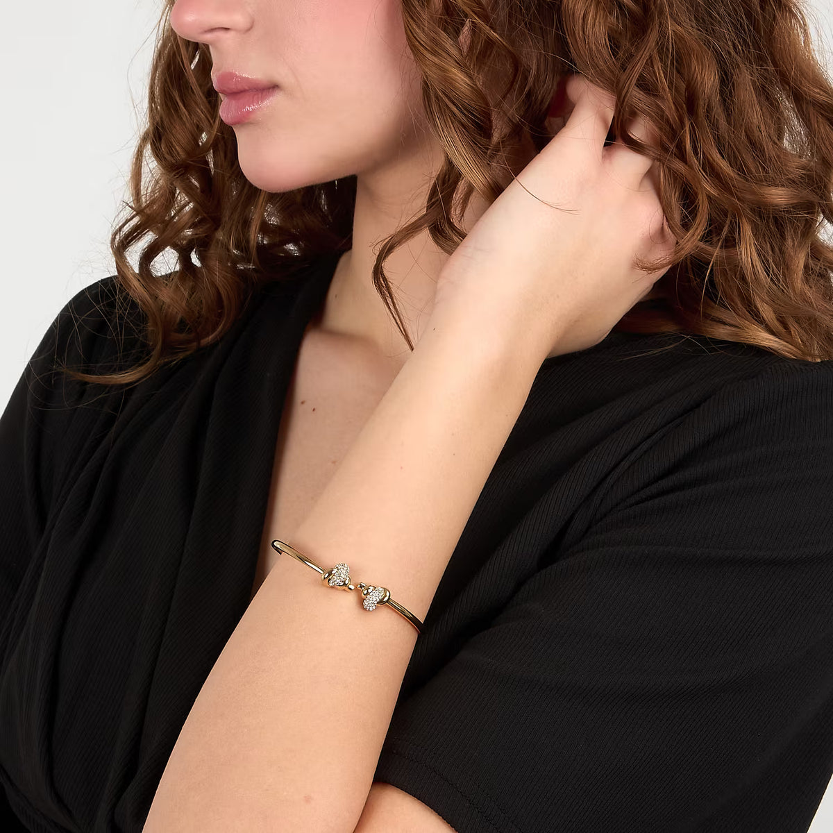 Bracciale Donna Morellato Legame SAZO09 Rigido in Acciaio Dorato con Nodi e Cristalli Bianchi 6x5 cm - Morellato