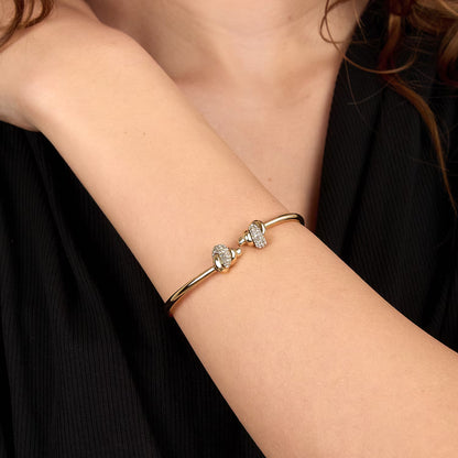 Bracciale Donna Morellato Legame SAZO09 Rigido in Acciaio Dorato con Nodi e Cristalli Bianchi 6x5 cm