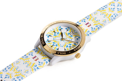 Orologio Donna Isola Bella Easy Maiolica 40000117 in Alluminio Dorato con Quadrante e Cinturino in Pelle Stampata 34 mm - Arena Gioielli