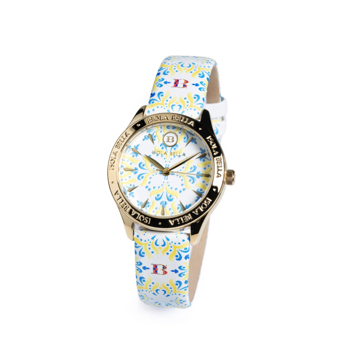Orologio Donna Isola Bella Easy Maiolica 40000117 in Alluminio Dorato con Quadrante e Cinturino in Pelle Stampata 34 mm - Arena Gioielli