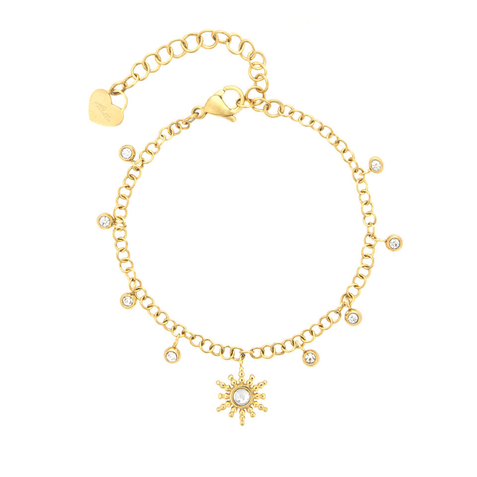 Bracciale Donna Cesare Paciotti 4US 4UBR8335W in Acciaio Dorato con Pendente Sole e Cristalli - Arena Gioielli