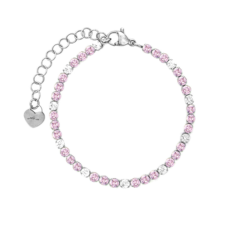 Bracciale Donna Cesare Paciotti 4US 4UBR8759W Tennis in Acciaio con Cristalli Bianchi e Rosa Chiaro - Arena Gioielli - cesare paciotti