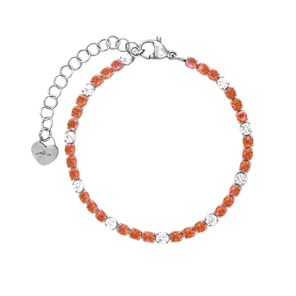 Bracciale Donna Cesare Paciotti 4US 4UBR8760W Tennis in Acciaio con Cristalli Bianchi e Arancioni / Corallo - Arena Gioielli