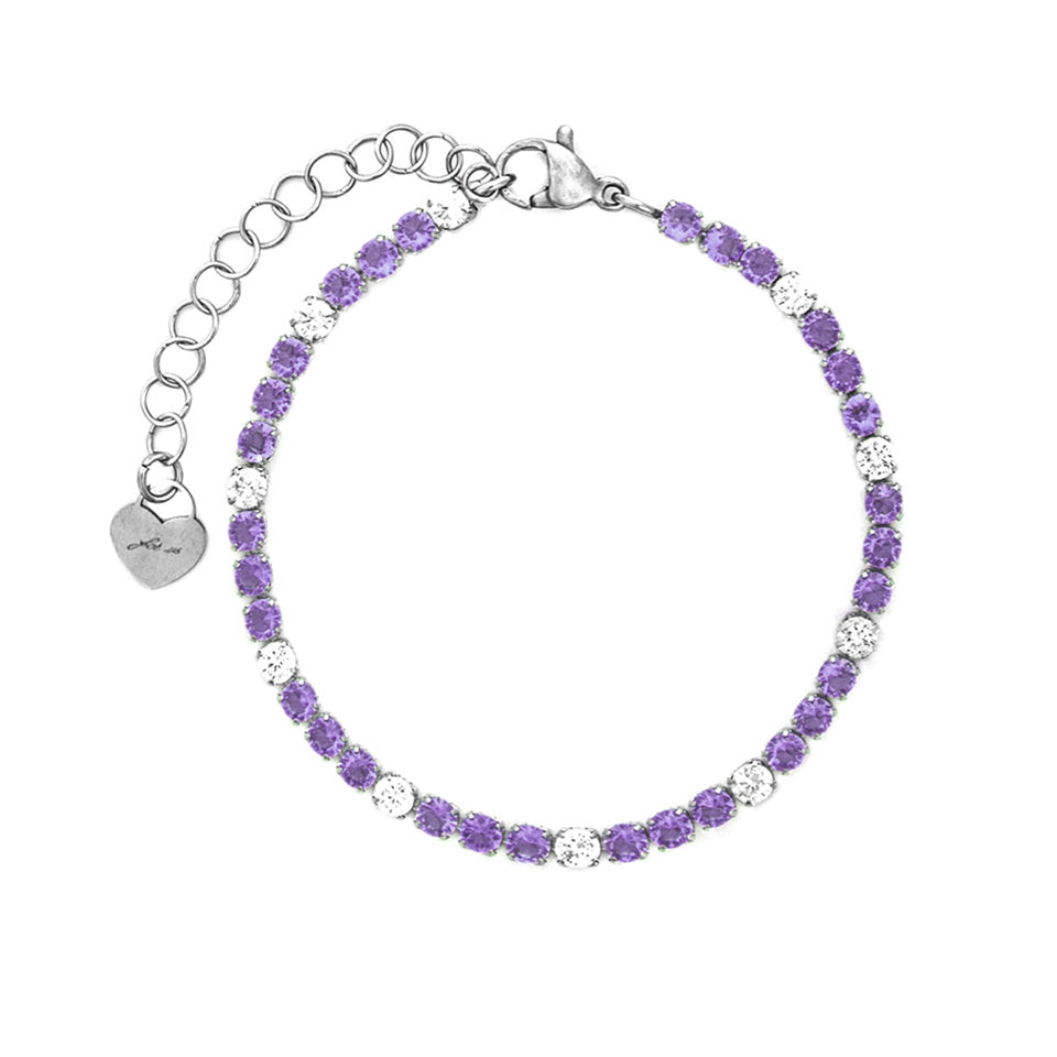 Bracciale Donna Cesare Paciotti 4US 4UBR8761W Tennis in Acciaio con Cristalli Bianchi e Lilla / Viola chiaro - Arena Gioielli