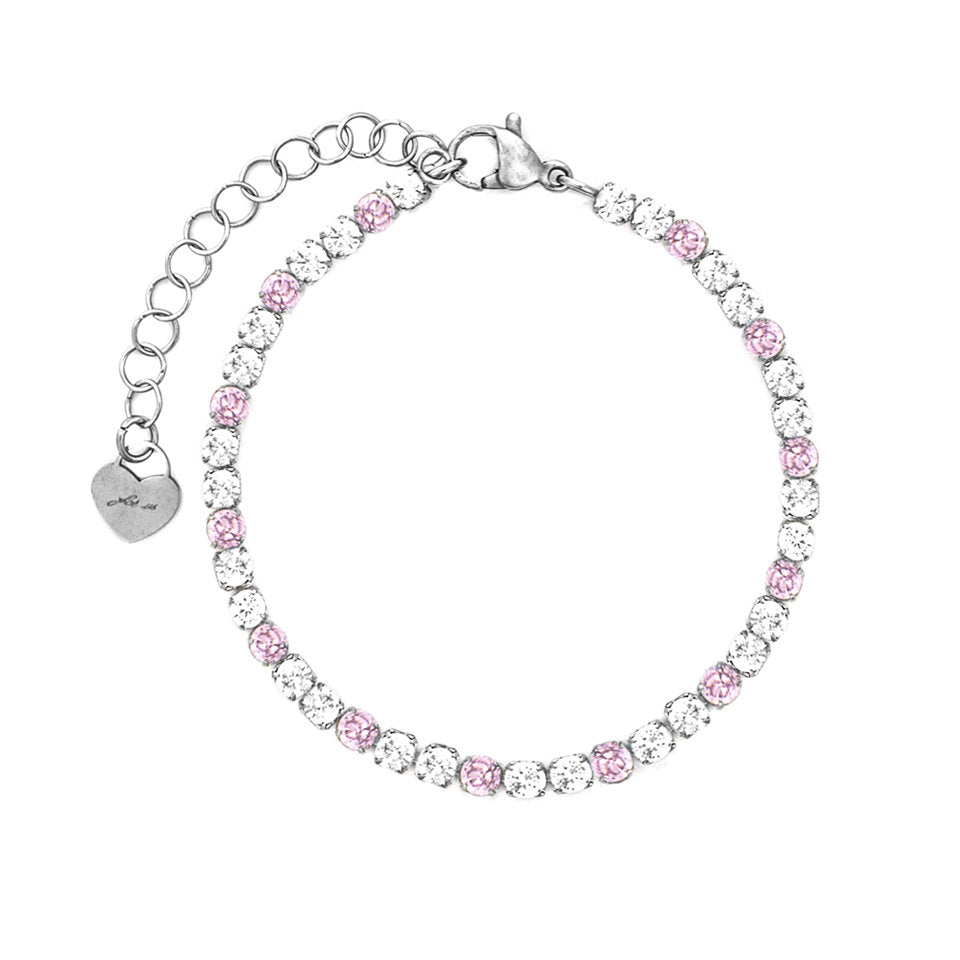 Bracciale Donna Cesare Paciotti 4US 4UBR8769W Tennis in Acciaio con Cristalli Bianchi e Rosa Chiaro - Arena Gioielli