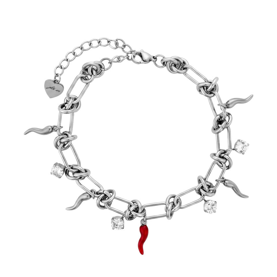 Bracciale Donna Cesare Paciotti 4US 4UBR8989W in Acciaio con Charm Cornetto Rosso e Cristalli - Arena Gioielli