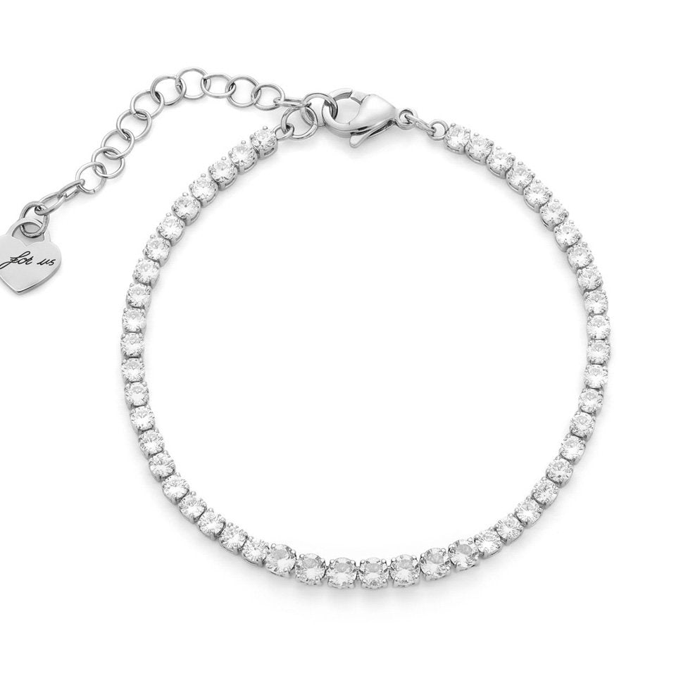 Bracciale Donna Cesare Paciotti 4US 4UBR9019W Tennis in Acciaio con Cristalli Bianchi - Arena Gioielli