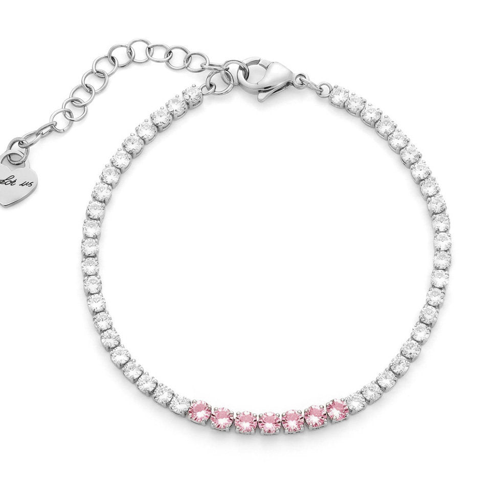 Bracciale Donna Cesare Paciotti 4US 4UBR9020W Tennis in Acciaio con Cristalli Bianchi e Rosa - Arena Gioielli