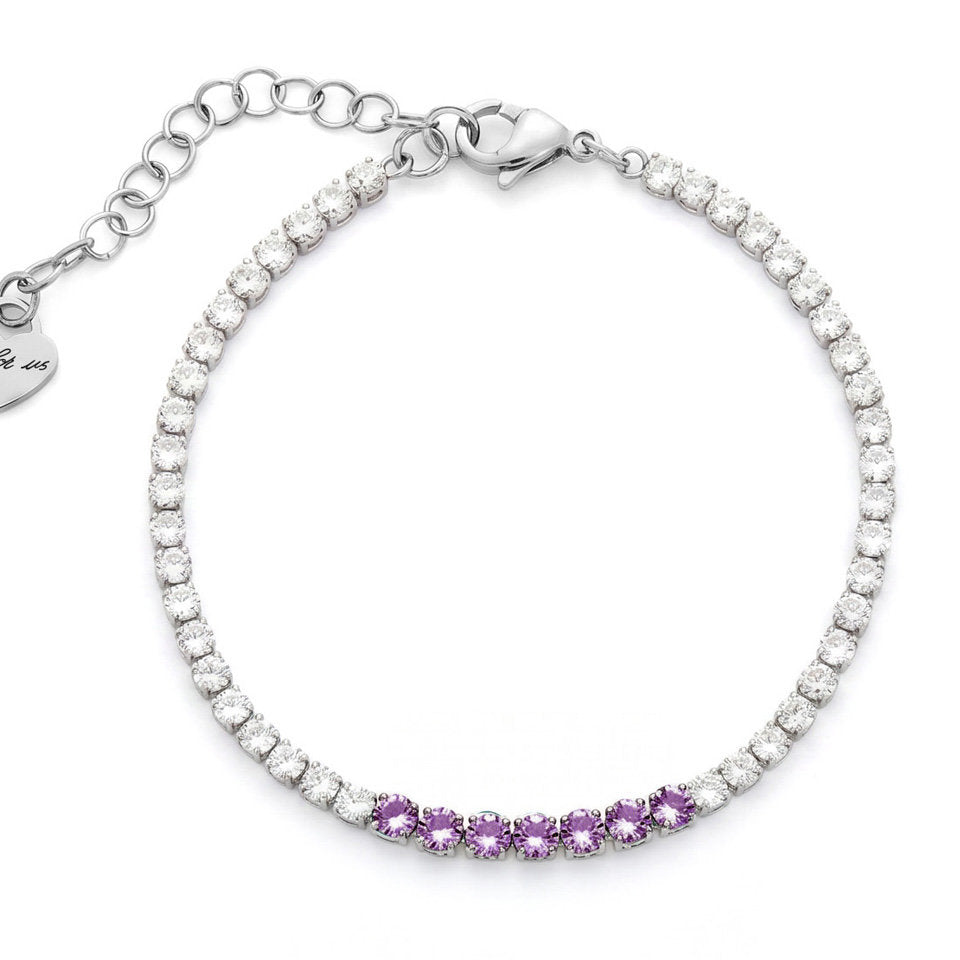 Bracciale Donna Cesare Paciotti 4US 4UBR9021W Tennis in Acciaio con Cristalli Bianchi e Lilla / Viola - Arena Gioielli