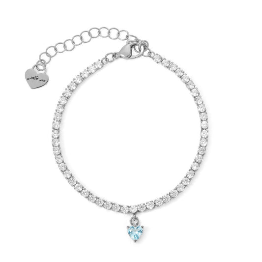 Bracciale Donna Cesare Paciotti 4US 4UBR9023W Tennis in Acciaio con Cristalli Bianchi e Pendente Cuore Azzurro - Arena Gioielli - cesare paciotti