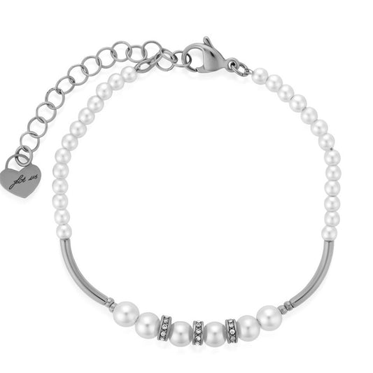 Bracciale Donna Cesare Paciotti 4US in Acciaio con Perle e Cristalli 4UBR9049W - Arena Gioielli - cesare paciotti