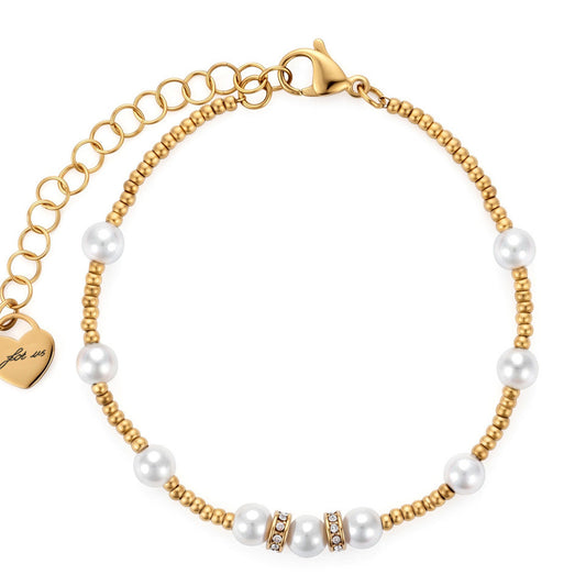 Bracciale Donna Cesare Paciotti 4US 4UBR9051W in Acciaio Dorato con Perle e Cristalli - cesare paciotti