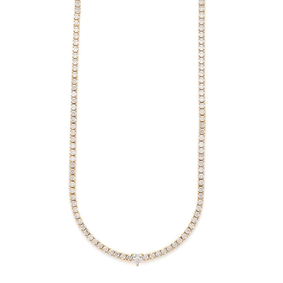 Collana Donna Cesare Paciotti 4US 4UCL9008W Tennis in Acciaio Dorato con Cristalli Bianchi e Cristallo Centrale a Cuore Trasparente - Arena Gioielli