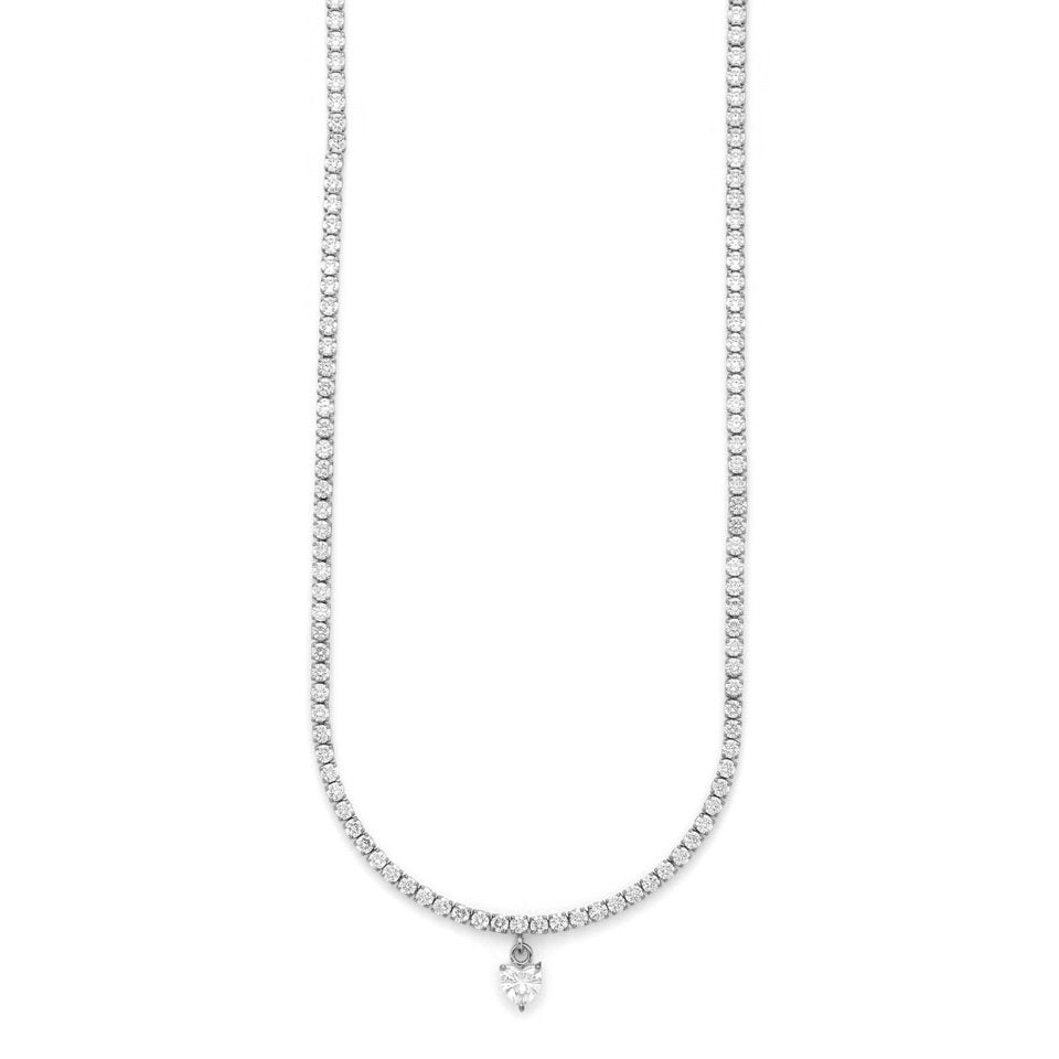 Collana Donna Cesare Paciotti 4US 4UCL9028W Tennis in Acciaio con Cristalli Bianchi e Pendente a Cuore Trasparente - Arena Gioielli