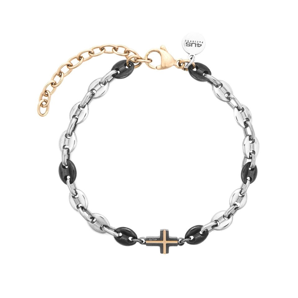 Bracciale Uomo 4US Cesare Paciotti in Acciaio, PVD Nero e Rosa – 4UBR8467 - cesare paciotti