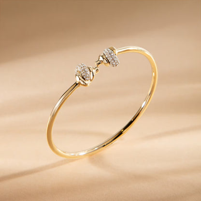 Bracciale Donna Morellato Legame SAZO09 Rigido in Acciaio Dorato con Nodi e Cristalli Bianchi 6x5 cm