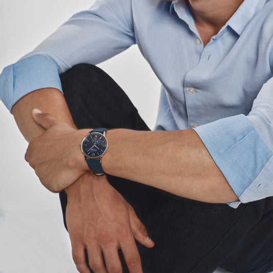 Orologio Solo Tempo Uomo Breil Tribe Belmont EW0851 in Pelle Blu e Acciaio con Quadrante Blu 39 mm - Arena Gioielli  - Breil