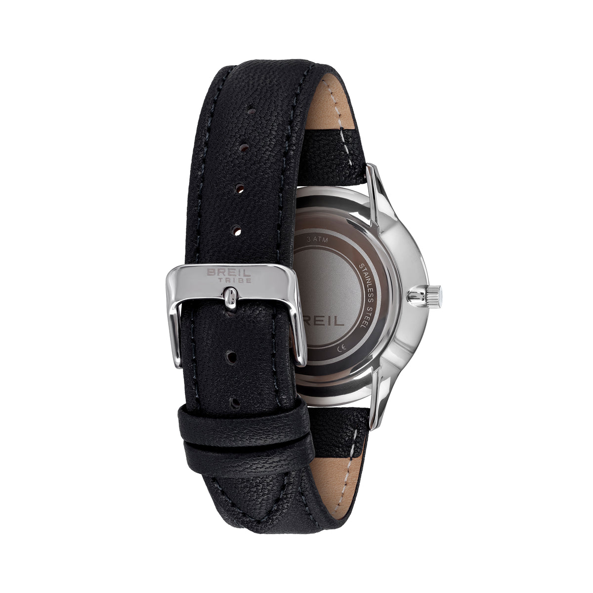 Orologio Solo Tempo Uomo Breil Tribe Belmont EW0852 in Pelle Nera e Acciaio con Quadrante Argento 39 mm - Breil