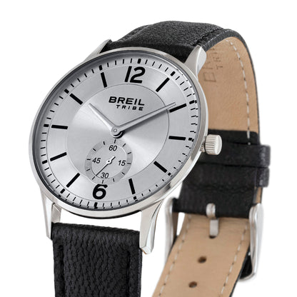 Orologio Solo Tempo Uomo Breil Tribe Belmont EW0852 in Pelle Nera e Acciaio con Quadrante Argento 39 mm