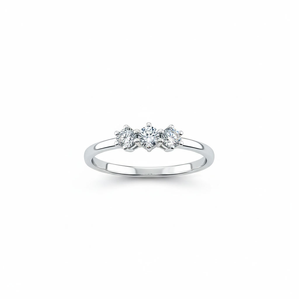 Anello donna trilogy con zirconi in oro bianco 18 carati - Arena Gioielli 