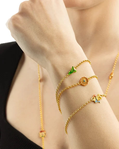Bracciale Donna Isola Bella Rolò Trinacria 60000178 in Acciaio Placcato Oro e Smalti Multicolore - Isola bella