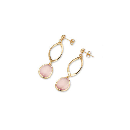 Orecchini Donna Sovrani Ottone Dorato Pendenti Quarzo Rosa J12334 - Sovrani