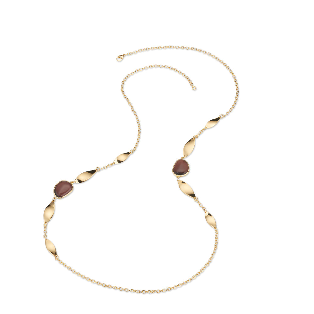 Collana Lunga Donna Sovrani Ottone Dorato Quarzo Fumé Marrone J12362 - Sovrani
