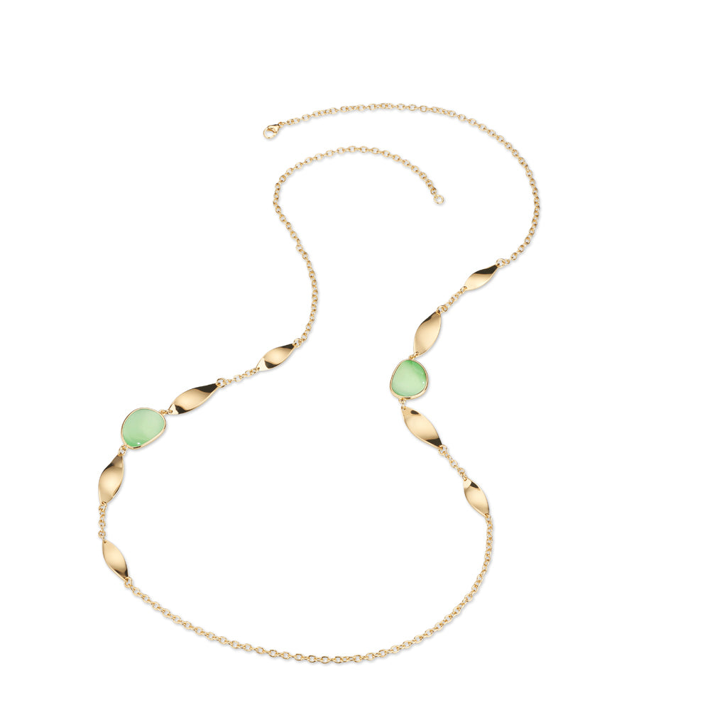 Collana Lunga Donna Sovrani Ottone Dorato Calcedonio Verde Menta J12365 - Sovrani