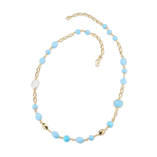 Collana Donna Sovrani Calcedonio Azzurro e Perla Barocca J12431 - Arena Gioielli - Sovrani